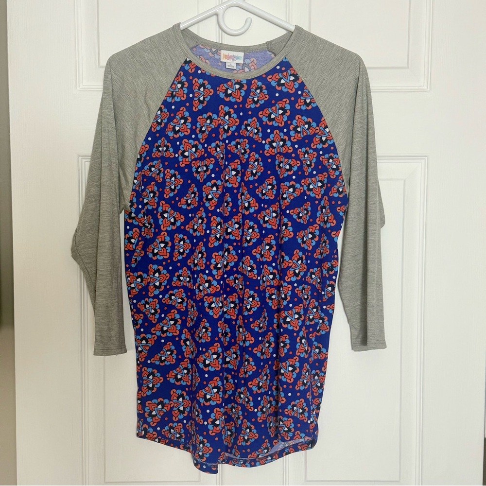 LuLaRoe Randy Tunic Top Women’s 3/4 Sleeve Stretchy Colorblock Raglan Tee